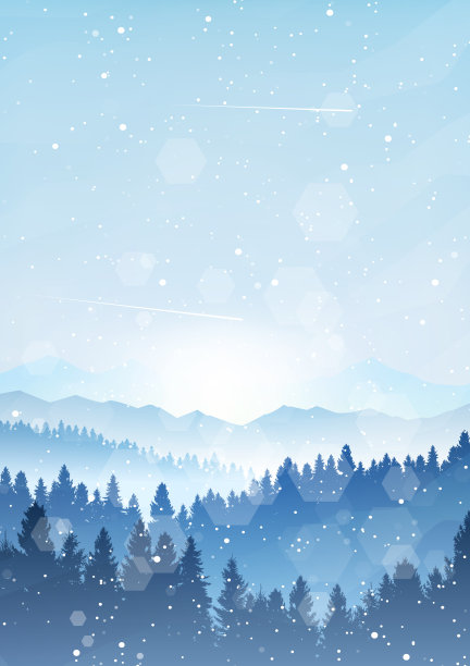 冬天的风景。山上的雪。发现、探索、观察自然的旅游理念。徒步旅游。冒险。极简多边形平面设计图形海报。现代插图图片下载