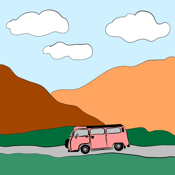 旅行，旅行，道路，天空，云山，草地图片下载