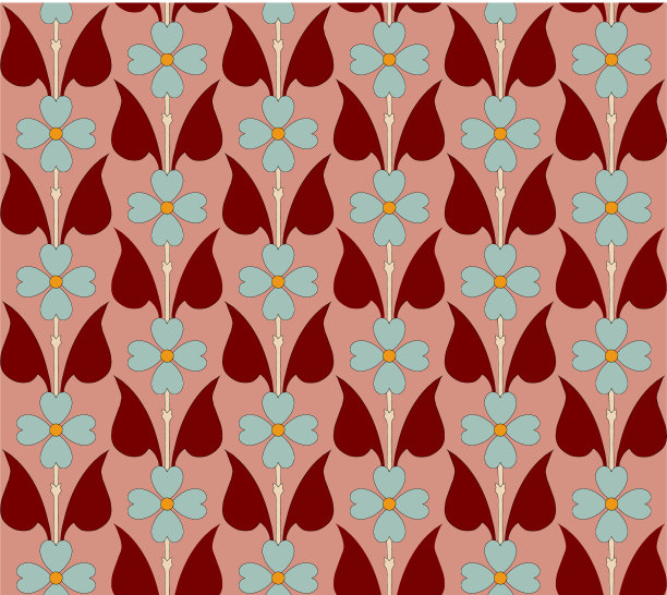 蓝色的花和红色的叶子图片下载