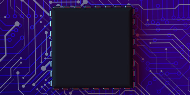 在带有复制空间的动态电路主板上的空白CPU芯片上的极端特写。图片下载