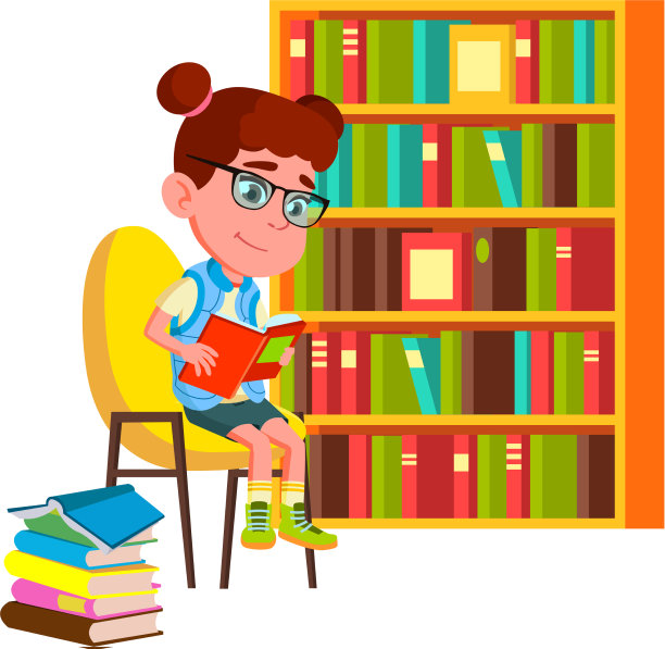 女孩在图书馆阅读教育书籍图片下载