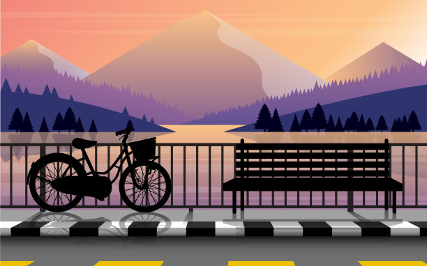 早晨河边风景大道图片下载