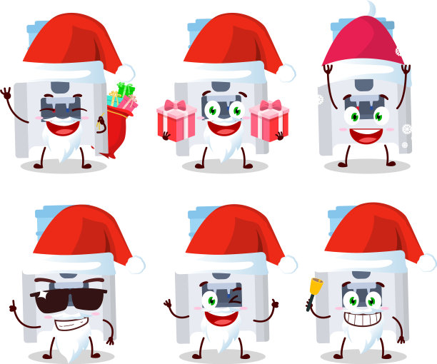 圣诞老人的表情和饮水机的卡通图片下载