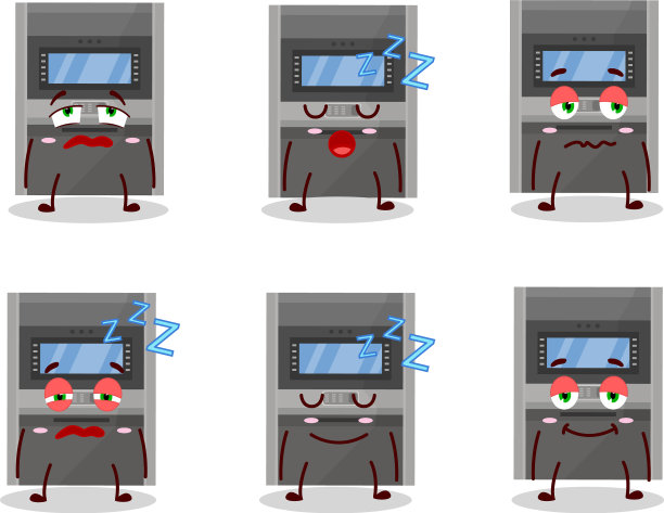 卡通人物ATM机带有睡意图片下载