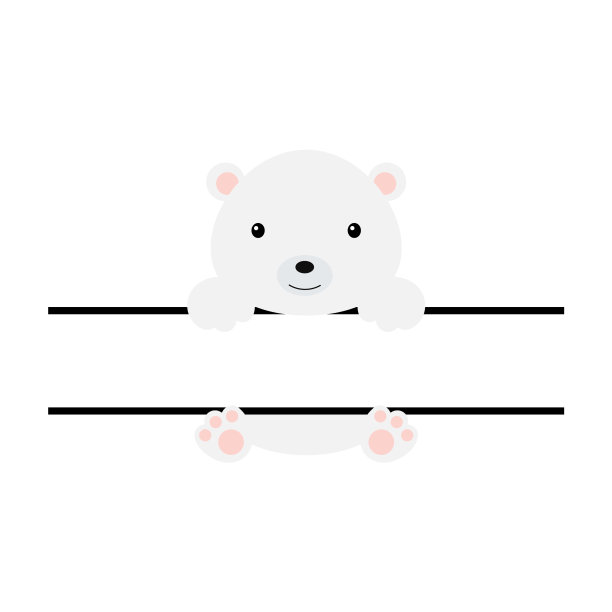 可爱的北极熊分裂monogram有趣的卡通图片下载