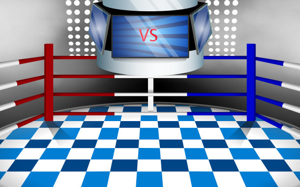 液晶显示屏拳击台与聚光灯图片下载