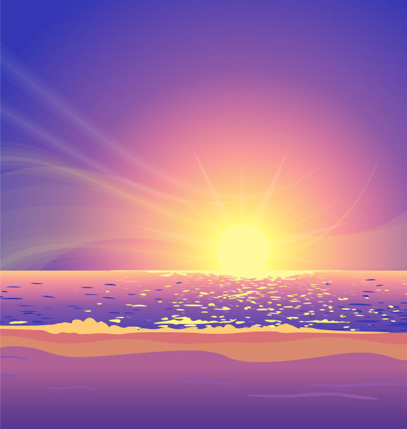 美丽温暖的海滩天堂紫色的日落图片下载