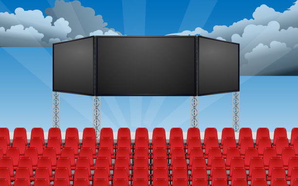 体育场看台上的led屏幕和椅子图片下载