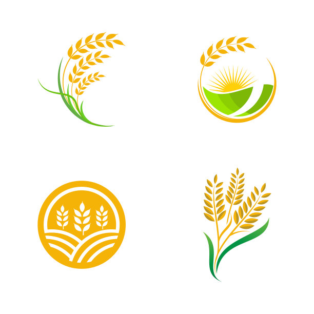 农业小麦水稻图标设计图片下载