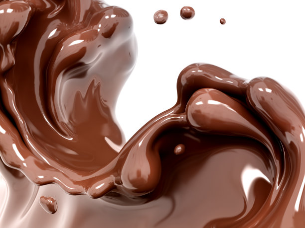 巧克力飞溅，食物和饮料插图，波浪巧克力背景，3d渲染图片下载