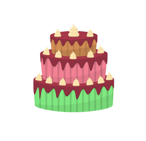 把美味的甜点和蜡烛放在生日蛋糕上图片下载