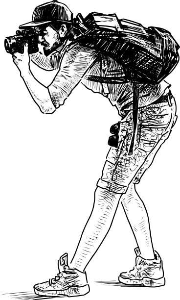 手绘，年轻的游客摄影图片下载