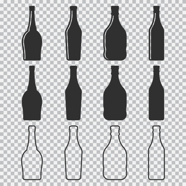 瓶子矢量图标被隔离在一个透明的背景上。图片下载