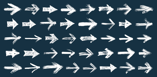手绘箭头矢量大集合，自然笔触和涂鸦创建光标集合，水墨素描风格箭头图形设计元素。图片下载