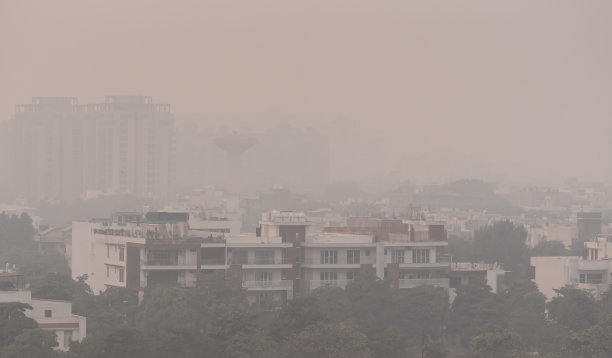 印度古尔冈市重度空气污染日中的浓雾图片下载