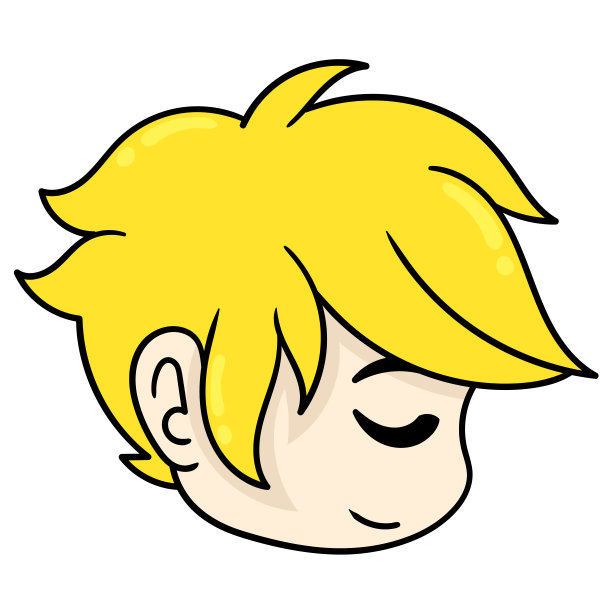 头部的黄色金发帅哥从侧面，矢量插图卡通表情。涂鸦画图标图片下载