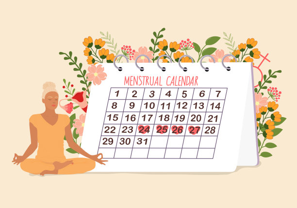 妇女和经期在日历上的背景图片下载