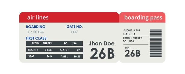 现实的机票设计与乘客姓名。孤立在白色的。图片下载