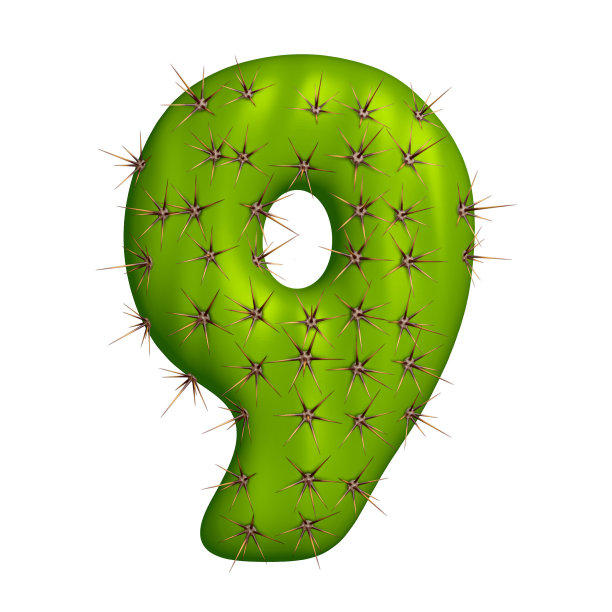 用仙人掌做的9号，3d字母，效果图图片下载