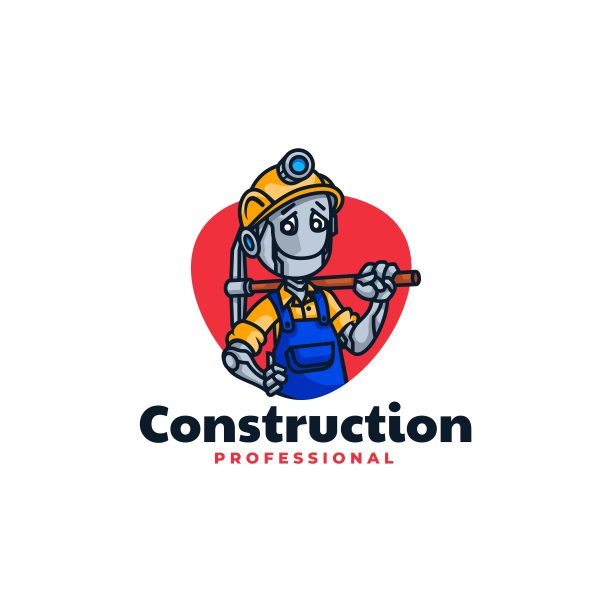 矢量插图机器人建设吉祥物卡通风格。图片下载