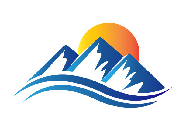 山脉和闪亮的太阳矢量图片下载