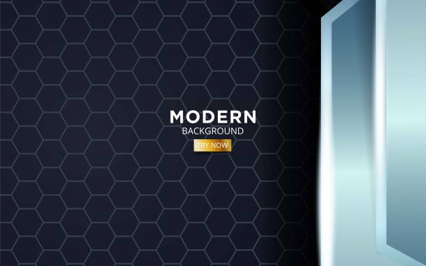 现代高级银抽象尺度上的六边形纹理背景图片下载