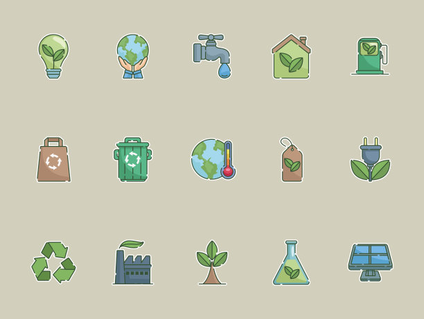 十五个生态概念图标图片下载