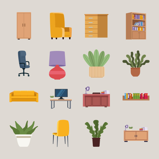 16个家具办公图标图片下载