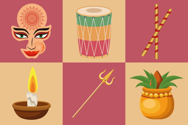 六个快乐的navratri图标图片下载