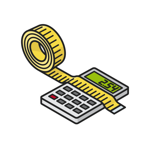 卷尺和计算器孤立矢量插图图片下载