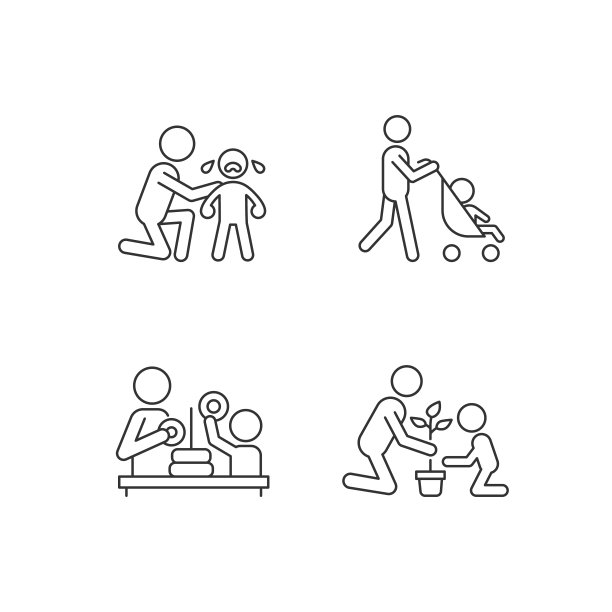 父母参与线性图标设置图片下载