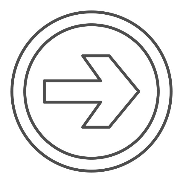 方向标志，圆圈细线箭头图标，方向概念，方向箭头矢量标志在白色背景上，轮廓风格图标为移动概念和网页设计。矢量图形。图片下载