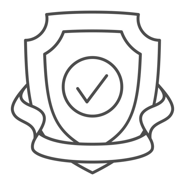 盾牌、勾号、丝带、保护细线图标，安全概念，白色背景上的安全控制矢量标志，移动概念和网页设计的轮廓样式图标。矢量图形。图片下载