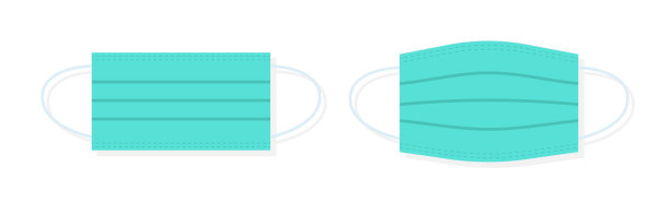 医疗口罩。没有病毒的健康呼吸。戴口罩预防冠状病毒。医院或医生的图标。外科手术的保护。远离冠状病毒的安全。呼吸的封面。向量图片下载