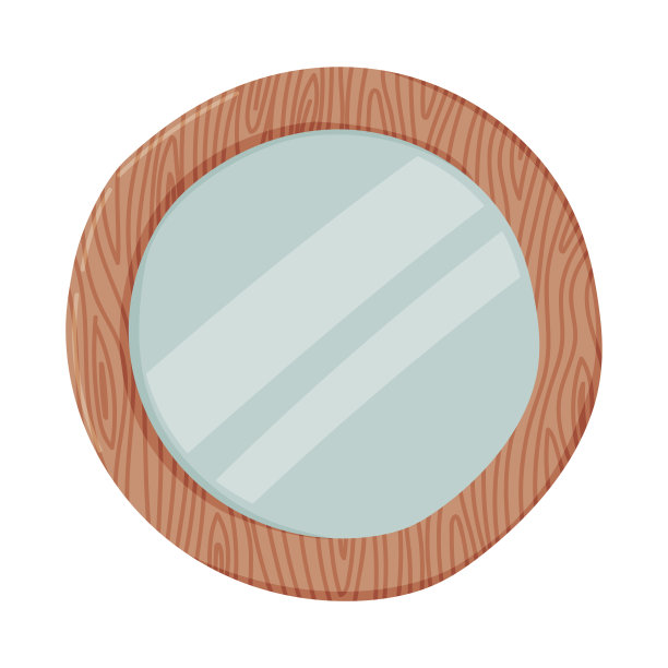 圆形镜子作为浴室或盥洗室室内项目孤立在白色背景矢量插图图片下载