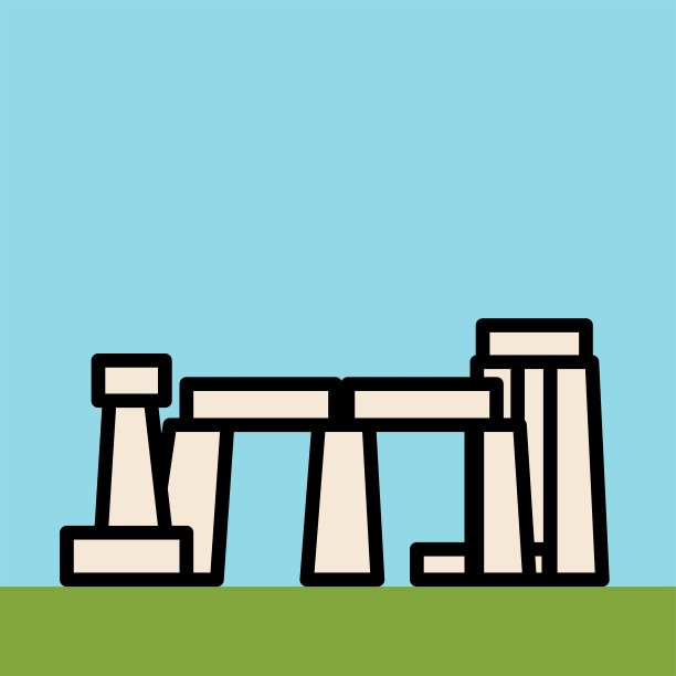 勾勒出巨石阵地标前立面的简洁性图。图片下载