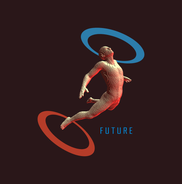 人漂浮在空中。带我更高。冥想的概念。体素的艺术。3 d矢量插图。图片下载