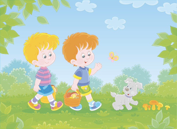 带着篮子走着的小蘑菇图片下载