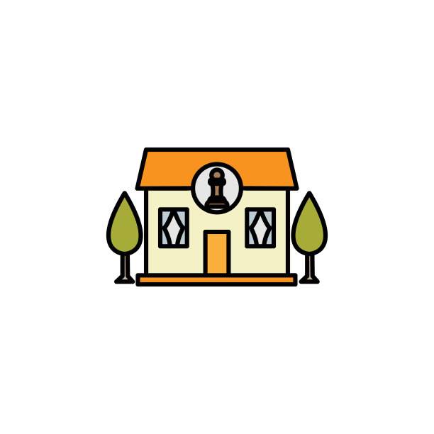象棋房屋线条彩色图标（可用于网页、Logo、移动应用、UI、UX）图片下载
