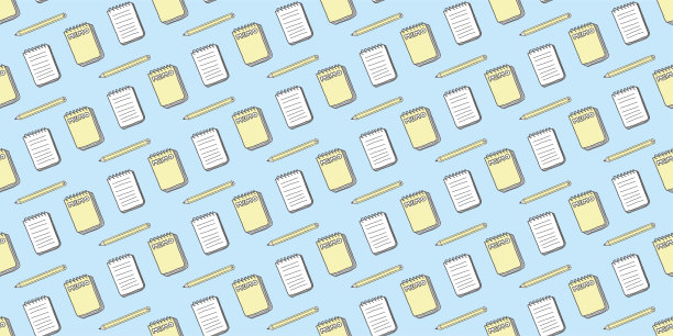 记事本的插图背景。无缝模式。图片下载