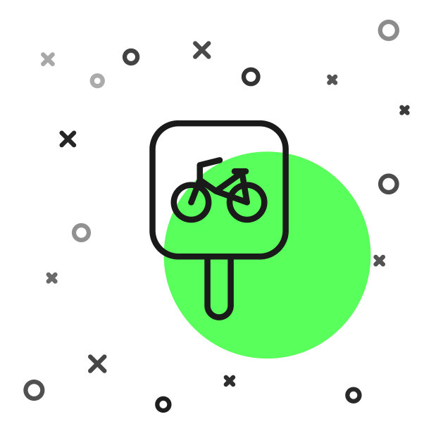 黑色线自行车停车图标孤立的白色背景。向量图片下载