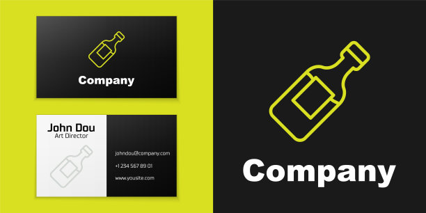 标识线瓶水图标隔离在黑色背景。苏打水饮料标志。Logo设计模板元素。向量图片下载