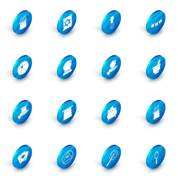 集古代魔法书，瓶子与爱情药水，嘉年华花环旗帜，沙滩球，魔术师帽子在手中，臼杵和图标。向量图片下载