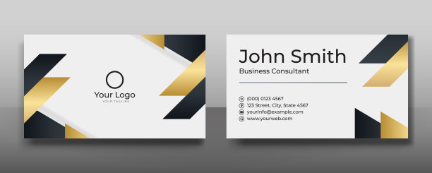 金色和黑色的名片模板。优雅的现代几何形状设计，满足多用途的商业需求图片下载