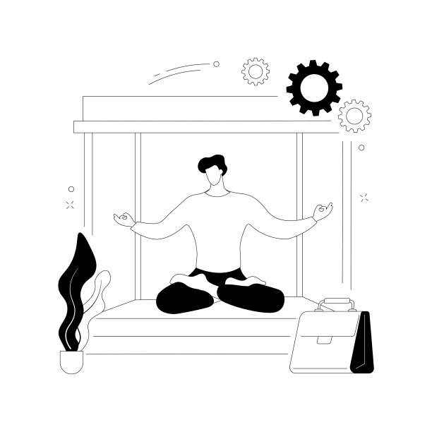 办公室冥想展台抽象概念矢量图。图片下载