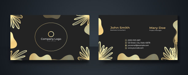 豪华黄金高级名片设计。抽象极简主义海报集合与黑色背景上的金色线条。花的背景。理想的传单，封面，名片图片下载