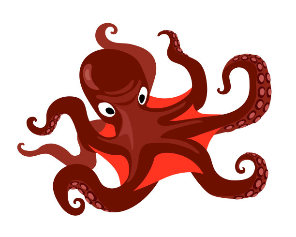红色章鱼触须海妖卡通图片下载