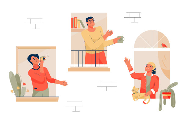 邻居在窗户概念男人和女人看图片下载