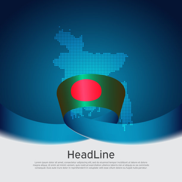 孟加拉国国旗马赛克地图上的蓝色白色图片下载