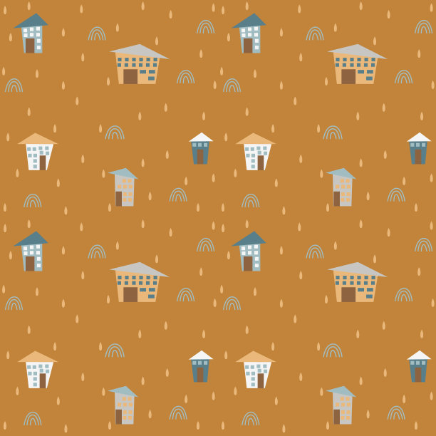 图案许多不同的房子下降和彩虹图片下载